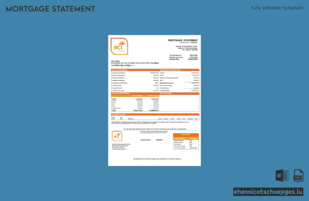 Beispiel eines Hypothekenauszugs der Mosambik Commercial and Investment Bank (Word- und PDF-Datei)